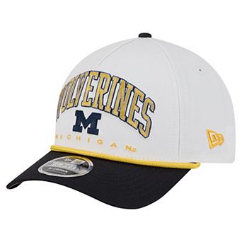 Men's New Era White/Navy Michigan Wolverines Arch Two-Tone Rope 9FORTY A-Frame M-Crown Adjustable Hat