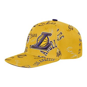 Youth Outerstuff Gold Los Angeles Lakers Street Hooper Allover Print Snapback Hat