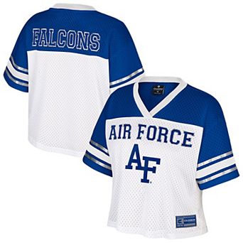 Women's Colosseum White Air Force Falcons Treasure Cropped Football Jersey