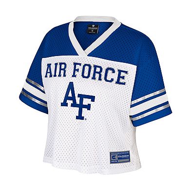 Women's Colosseum White Air Force Falcons Treasure Cropped Football Jersey