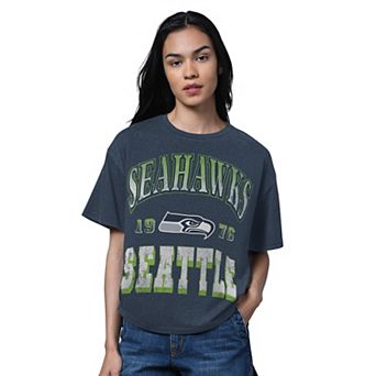 Women's Starter Heather College Navy Seattle Seahawks Oversized Hall of Fame T-Shirt