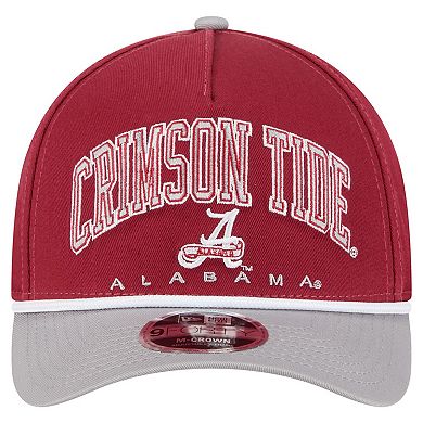 Men's New Era Crimson/Gray Alabama Crimson Tide Arch Two-Tone Rope 9FORTY A-Frame M-Crown Adjustable Hat