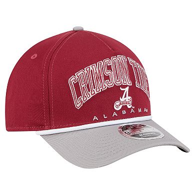 Men's New Era Crimson/Gray Alabama Crimson Tide Arch Two-Tone Rope 9FORTY A-Frame M-Crown Adjustable Hat