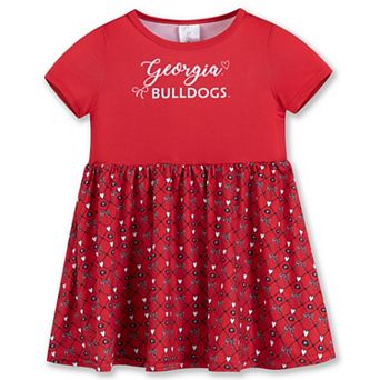 Girls Toddler ZooZatz Red Georgia Bulldogs Short Sleeve Dress