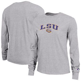 Women's Champion Gray LSU Tigers Arch Over Logo Long Sleeve T-Shirt