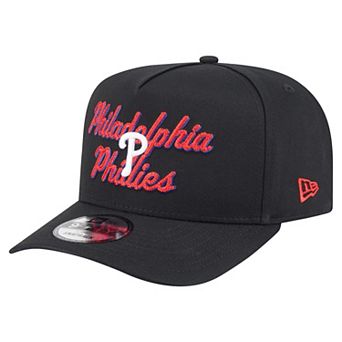 Men's New Era Black Philadelphia Phillies Chainstitch 9FIFTY A-Frame Snapback Hat
