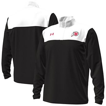 Men's Under Armour Black/White Utah Utes Green Blocked Quarter-Zip Pullover
