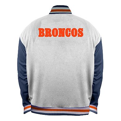 Women's Mitchell & Ness White Denver Broncos Throwback Plus Size Full-Snap Satin Jacket
