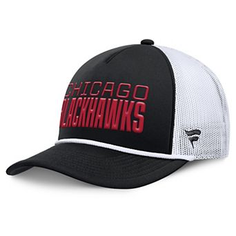 Men's Fanatics Black/White Chicago Blackhawks Heritage Dutch A-Frame Trucker Adjustable Hat