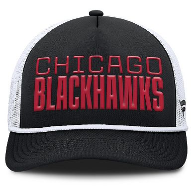 Men's Fanatics Black/White Chicago Blackhawks Heritage Dutch A-Frame Trucker Adjustable Hat