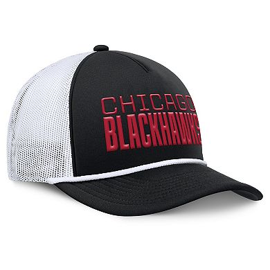 Men's Fanatics Black/White Chicago Blackhawks Heritage Dutch A-Frame Trucker Adjustable Hat