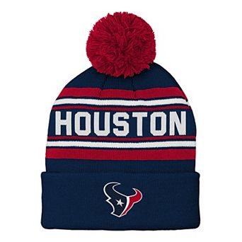 Youth Navy Houston Texans Jacquard Jacquard Cuffed Knit Hat with Pom