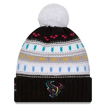 Women's New Era Black Houston Texans 2025 NFL Crucial Catch Cuffed Knit Hat with Pom