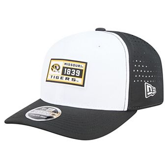 Men's New Era White/Black Missouri Tigers Perforated Patched 9SEVENTY Adjustable Hat