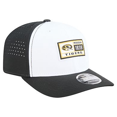 Men's New Era White/Black Missouri Tigers Perforated Patched 9SEVENTY Adjustable Hat