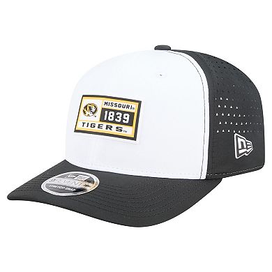 Men's New Era White/Black Missouri Tigers Perforated Patched 9SEVENTY Adjustable Hat