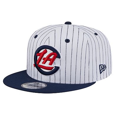 Men's New Era White LA Clippers Deceptor Pinstripe 9FIFTY Snapback Hat