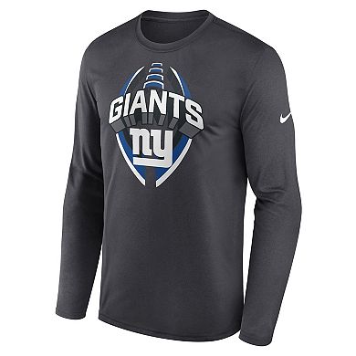 Men's Nike Anthracite New York Giants Primetime Legend Icon Performance Long Sleeve T-Shirt