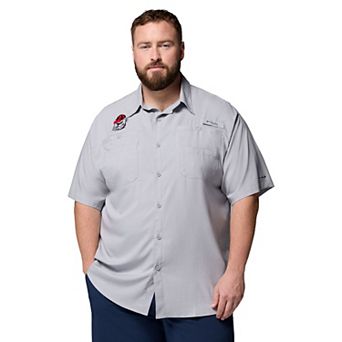 Men's Columbia Gray Georgia Bulldogs Big & Tall Tamiami Omni-Shade Button-Down Shirt