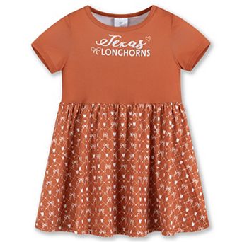 Girls Toddler ZooZatz Texas Orange Texas Longhorns Short Sleeve Dress
