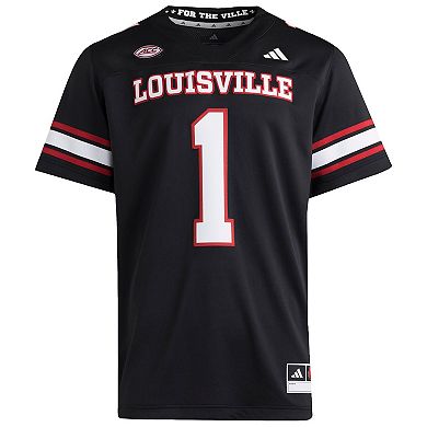 Men's adidas #1 Black Louisville Cardinals Premier Strategy Jersey