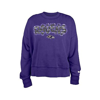Girl's New Era Purple Baltimore Ravens Flip Sequin Sweatshirt