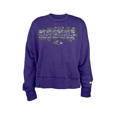 Girl's New Era Purple Baltimore Ravens Flip Sequin Sweatshirt