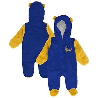 Infant & Newborn Outerstuff Royal Golden State Warriors Stay Napping Fleece Bunting Full-Zip Sleeper