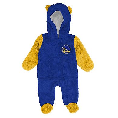 Infant & Newborn Outerstuff Royal Golden State Warriors Stay Napping Fleece Bunting Full-Zip Sleeper