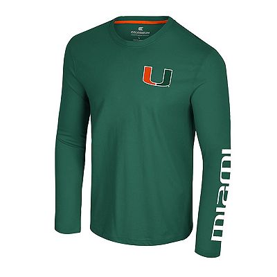 Men's Colosseum Green Miami Hurricanes Logo Lockup 3-Hit Active