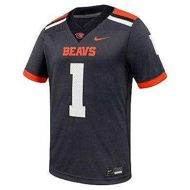 Men's Nike #1 Anthracite Oregon State Beavers Untouchable Replica Game Jersey