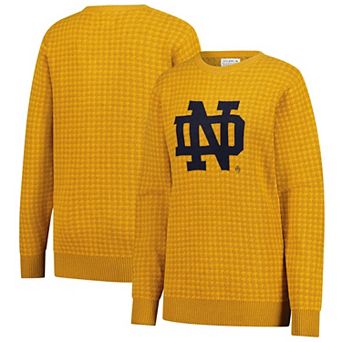 Women's Uscape Apparel Gold Notre Dame Fighting Irish Renew Knit Vintage Houndstooth Sweater