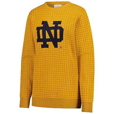Women's Uscape Apparel Gold Notre Dame Fighting Irish Renew Knit Vintage Houndstooth Sweater
