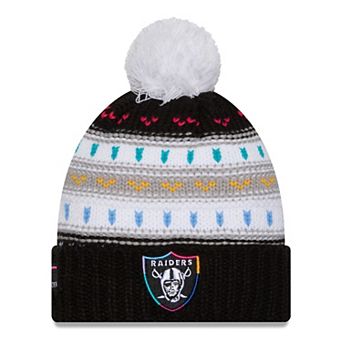 Women's New Era Black Las Vegas Raiders 2025 NFL Crucial Catch Cuffed Knit Hat with Pom