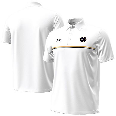 Men's Under Armour White Notre Dame Fighting Irish Performance Drive Chest Stripe Polo