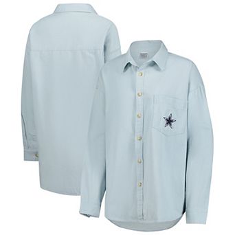 Women's Light Blue Dallas Cowboys 90s Denim Button-Up Shirt