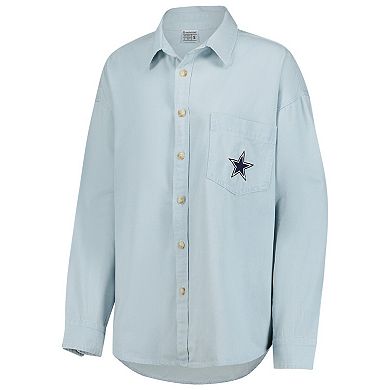 Women's Light Blue Dallas Cowboys 90s Denim Button-Up Shirt