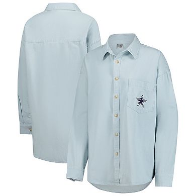 Women's Light Blue Dallas Cowboys 90s Denim Button-Up Shirt