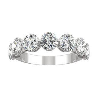 Charles & Colvard 10k White Gold Lab-Created Moissanite 7 Stone Ring