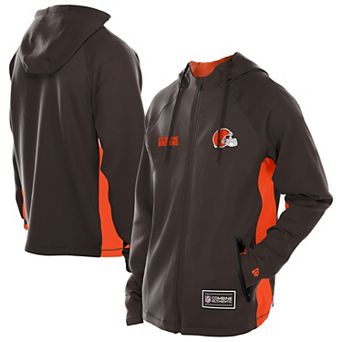 Men's New Era Brown Cleveland Browns Combine Authentic Raglan Scuba Full-Zip Hoodie