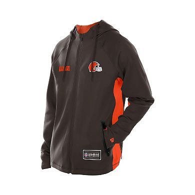Men's New Era Brown Cleveland Browns Combine Authentic Raglan Scuba Full-Zip Hoodie