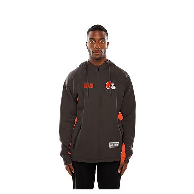 Men's New Era Brown Cleveland Browns Combine Authentic Raglan Scuba Full-Zip Hoodie
