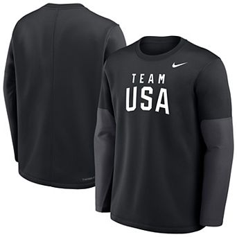 Men's Nike Black Team USA Coaches Therma-FIT Long Sleeve T-Shirt