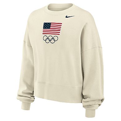 Women's Nike Cream Team USA Oversized Phoenix Pullover Sweatshirt