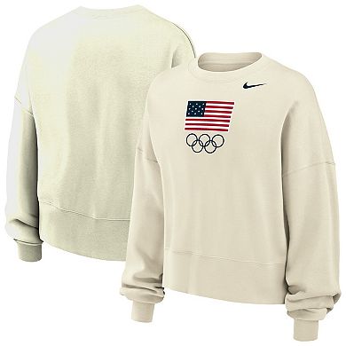 Women's Nike Cream Team USA Oversized Phoenix Pullover Sweatshirt