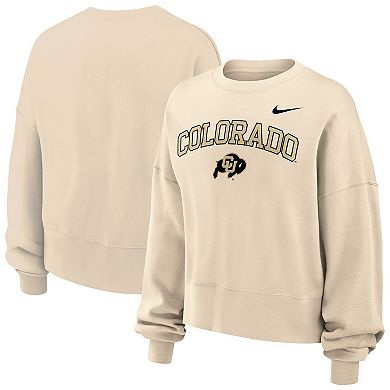 Women's Nike Natural Colorado Buffaloes Phoenix Fleece Oversized Cropped Sweatshirt