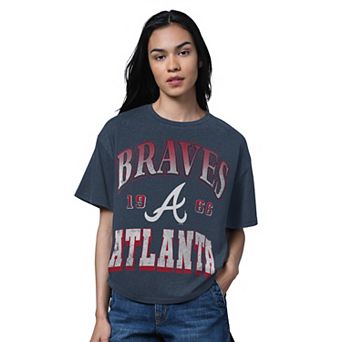 Women's Starter Heather Navy Atlanta Braves Oversized Hall of Fame T-Shirt