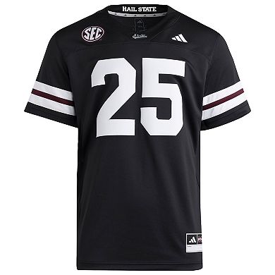 Men's adidas #25 Black Mississippi State Bulldogs Premier Strategy Jersey