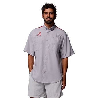 Men's Columbia Gray Alabama Crimson Tide Tamiami Colorblock Omni-Shade Button-Down Shirt