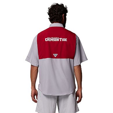 Men's Columbia Gray Alabama Crimson Tide Tamiami Colorblock Omni-Shade Button-Down Shirt